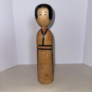 Handcrafted Wooden Kokeshi Doll - Natural and Black
